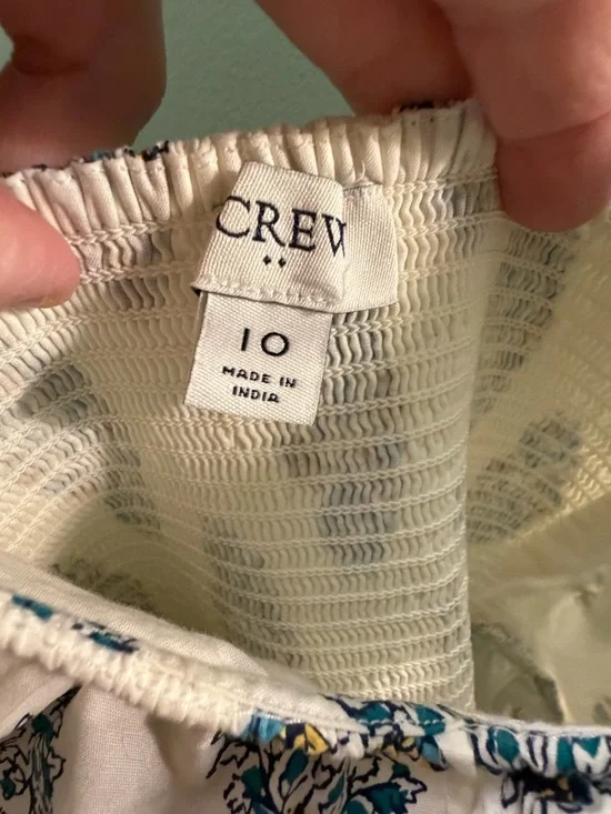 J. Crew Cream Dress with Teal and Navy Floral Print - Picture 4 of 4